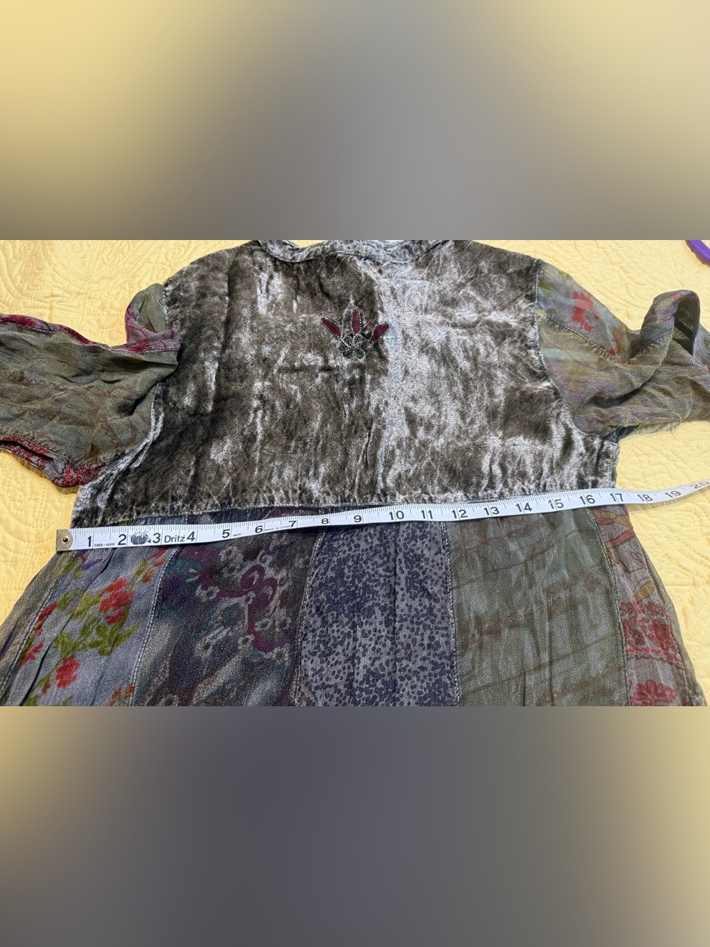 H064 NWT Young Threads S Ptp 18 Multicolor Patchwork Mini Dress with Lace-Up - Picture 10 of 14